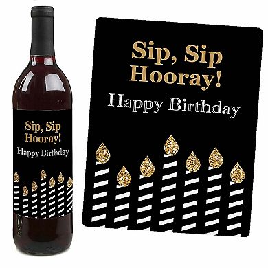 Big Dot Of Happiness Adult 50th Birthday Gold - Party Gift - Wine Bottle Label Stickers 4 Ct