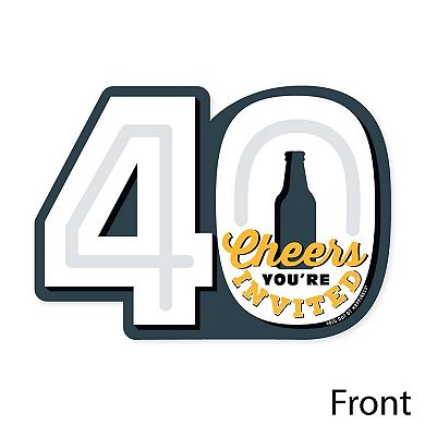 Big Dot Of Happiness Cheers & Beers To 40 Years - Shaped Fill-in Invites & Envelopes 12 Ct