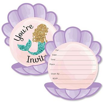 Big Dot Of Happiness Let's Be Mermaids - Shaped Fill-in Invitations With Envelopes - 12 ct