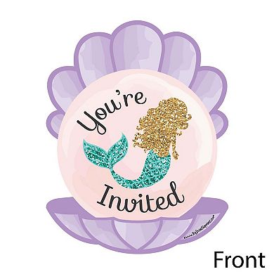 Big Dot Of Happiness Let's Be Mermaids - Shaped Fill-in Invitations With Envelopes - 12 Ct