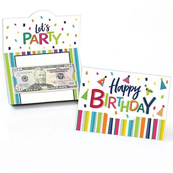 Big Dot Of Happiness Cheerful Happy Birthday - Colorful Party Money & Gift Card Holders 8 ct