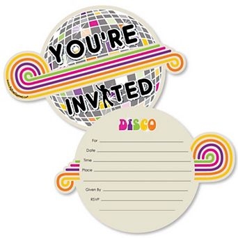Big Dot Of Happiness 70's Disco - Shaped Fill-in Invitations With Envelopes - 12 ct