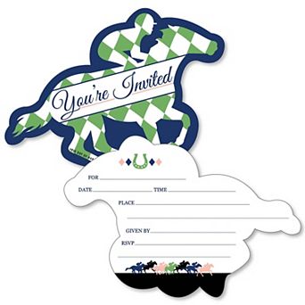 Big Dot Of Happiness Kentucky Horse Derby - Shaped Fill-in Invitations With Envelopes - 12 ct