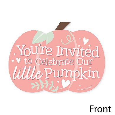 Big Dot Of Happiness Girl Little Pumpkin - Birthday Or Baby Shower Invites & Envelopes 12 Ct