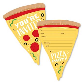 Big Dot Of Happiness Pizza Party Time - Shaped Fill-in Invitations With Envelopes - 12 ct
