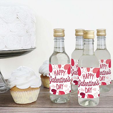 Big Dot Of Happiness Happy Galentine's Day - Mini Wine Bottle Stickers Valentine's Gift 16 Ct