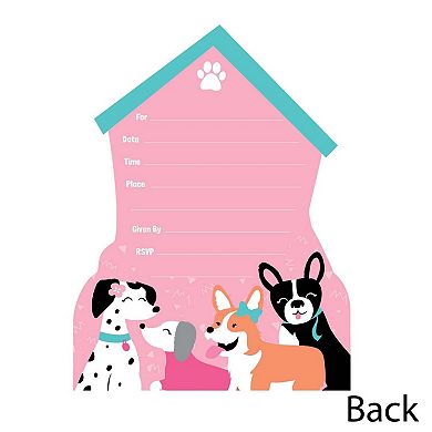 Big Dot Of Happiness Pawty Like A Puppy Girl - Shaped Fill-in Invitations & Envelopes 12 Ct
