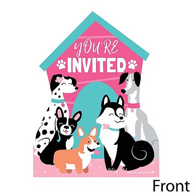 Big Dot Of Happiness Pawty Like A Puppy Girl - Shaped Fill-in Invitations & Envelopes 12 Ct