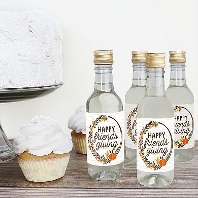 Big Dot Of Happiness Fall Friends Thanksgiving - Mini Wine And Champagne Bottle Stickers - Set Of 16