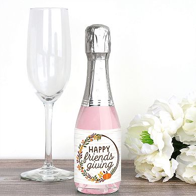 Big Dot Of Happiness Fall Friends Thanksgiving - Mini Wine And Champagne Bottle Stickers - Set Of 16