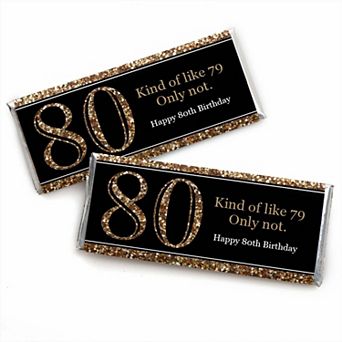 Big Dot Of Happiness Adult 80th Birthday Gold Candy Bar Wrappers Birthday Party Favors 24 ct