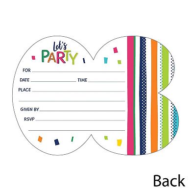 Big Dot Of Happiness 80th Birthday Cheerful Birthday Shaped Fill-in Invites & Envelopes 12 Ct