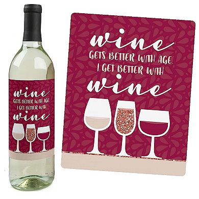Big Dot Of Happiness But First, Wine Wine Tasting Party Decor Wine Bottle Label Stickers 4 Ct