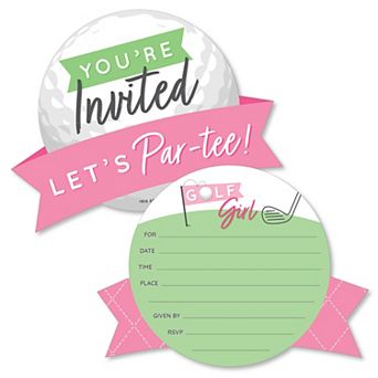 Big Dot Of Happiness Golf Girl Shaped Fill-in Invitation Cards With Envelopes 12 ct
