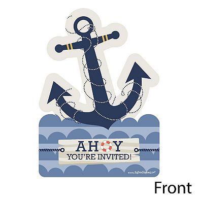 Big Dot Of Happiness Ahoy - Nautical - Shaped Fill-in Invitations With Envelopes - 12 Ct