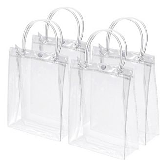 Gift Bags 9x6.7x2.8" Reusable Mini Plastic Gift Wrap Tote Bag with Handles, 50 Pack