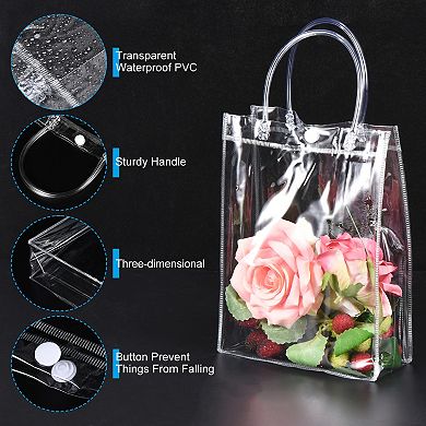 Gift Bags 9x6.7x2.8" Reusable Mini Plastic Gift Wrap Tote Bag with Handles, 50 Pack