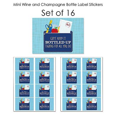 Big Dot Of Happiness Funny Colorful Mini Wine Bottle Stickers Teacher 1st Day Of School 16 Ct