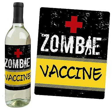 Big Dot Of Happiness Zombie Zone - Zombie Crawl Party Decor - Wine Bottle Label Stickers 4 Ct