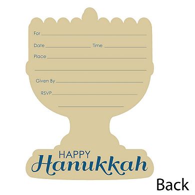 Big Dot Of Happiness Happy Hanukkah - Shaped Fill-in Invitations With Envelopes - 12 Ct