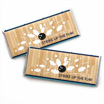 Big Dot Of Happiness Strike Up The Fun - Bowling - Candy Bar Wrapper Party Favors - 24 ct