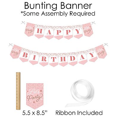 Big Dot Of Happiness Pink Rose Gold Birthday - Banner & Photo Booth Decor - Doterrific Bundle