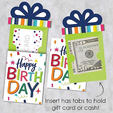 Big Dot Of Happiness Cheerful Happy Birthday - Colorful Money & Nifty Gifty Card Holders 8 Ct