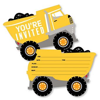 Big Dot Of Happiness Dig It Construction Party Zone Shaped Fill-in Invites & Envelopes 12 ct