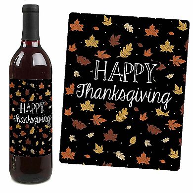 Big Dot Of Happiness Give Thanks - Thanksgiving Decor - Wine Bottle Label Stickers - 4 Ct