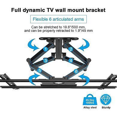 Full Motion Outdoor Tv Wall Mount Fits For Tv 40- 75 Inch