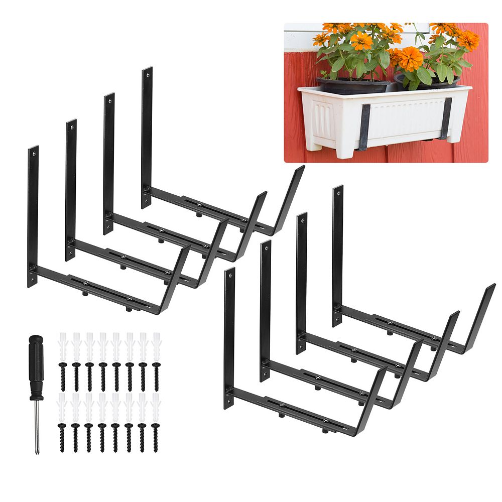 Adjustable Window Planter Box Brackets Universal Window Box Holder, 8pcs