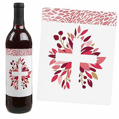 Big Dot Of Happiness First Communion Pink Elegant Cross Party Wine Bottle Label Stickers 4 Ct