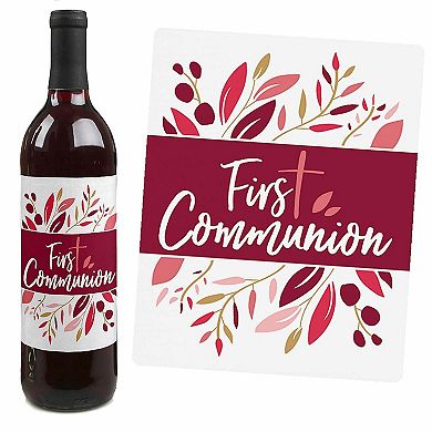 Big Dot Of Happiness First Communion Pink Elegant Cross Party Wine Bottle Label Stickers 4 Ct