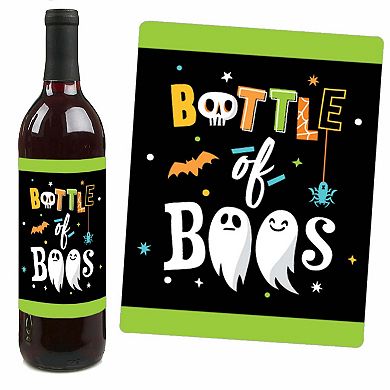 Big Dot Of Happiness Jack-o'-lantern Halloween Party Decor Wine Bottle Label Stickers 4 Ct
