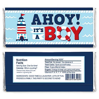 Big Dot Of Happiness Ahoy It's A Boy - Candy Bar Wrapper Nautical Baby Shower Favors - 24 Ct