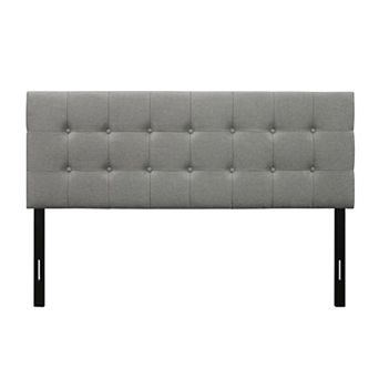Twin Size Contemporary Button-tufted Headboard In Grey Upholstered Fabric