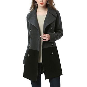 Women's Bgsd Riley Color Block Wool Blend Pea Coat