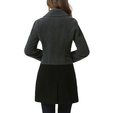 Women's Bgsd Riley Color Block Wool Blend Pea Coat