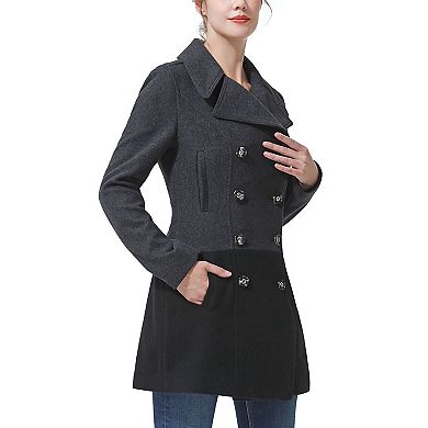 Women's Bgsd Riley Color Block Wool Blend Pea Coat