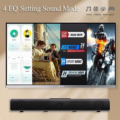 Bluetooth Soundbar For Tv 2.0 Channel  Eq Control  Hdmi Arc Usb  Optical  Aux  Dc12v