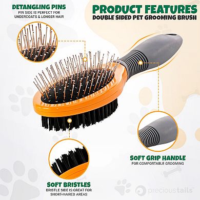 Precious Tails Dog and Cat Double Sided Grooming Brush