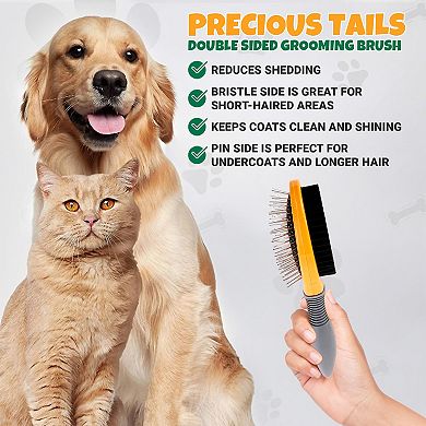 Precious Tails Dog and Cat Double Sided Grooming Brush