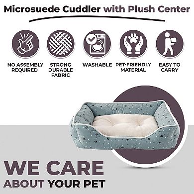 Precious Tails Details Microsuede Cuddler Plush Center Pet Bed