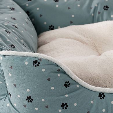 Precious Tails Details Microsuede Cuddler Plush Center Pet Bed