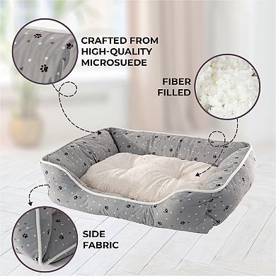 Precious Tails Details Microsuede Cuddler Plush Center Pet Bed