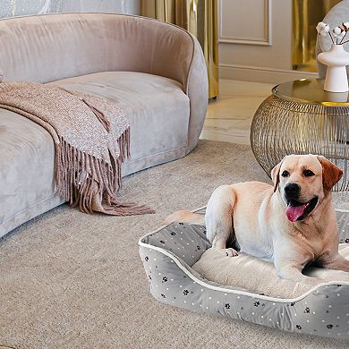 Precious Tails Details Microsuede Cuddler Plush Center Pet Bed