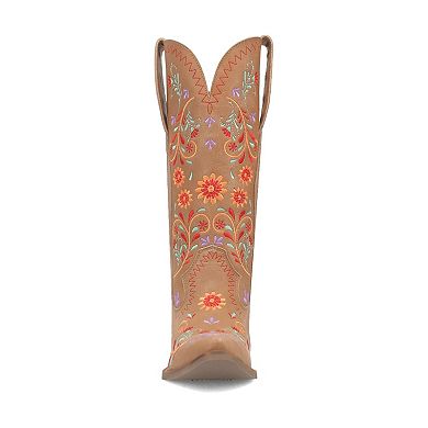 Dingo Women's Beetle Juice Floral Embroidery Leather Cowboy Boots