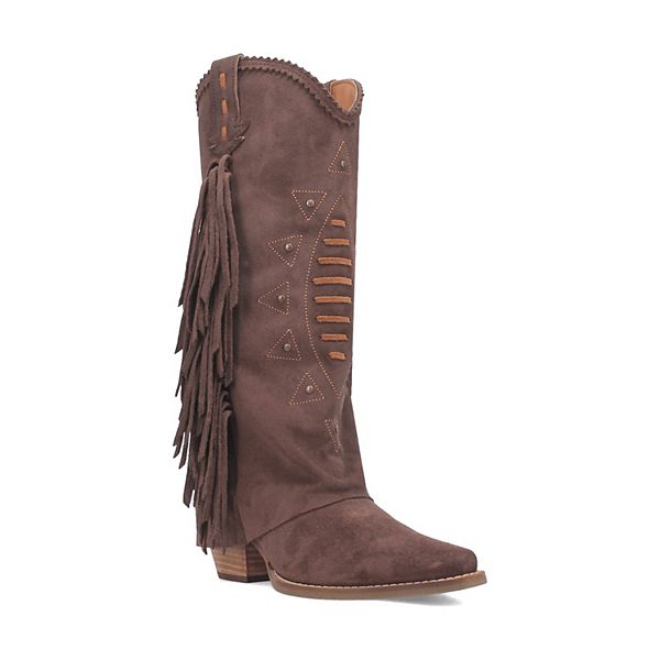 Dingo Women's Spirit Trail Side Fringed Leather Cowboy Boots - Brown (10)