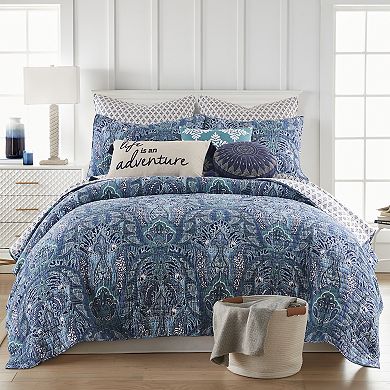 Levtex Home Bellamy Teal Crewel Medallion Throw Pillow