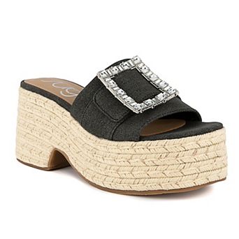 sugar Remote Women's Rhinestone Espadrille Sandals
